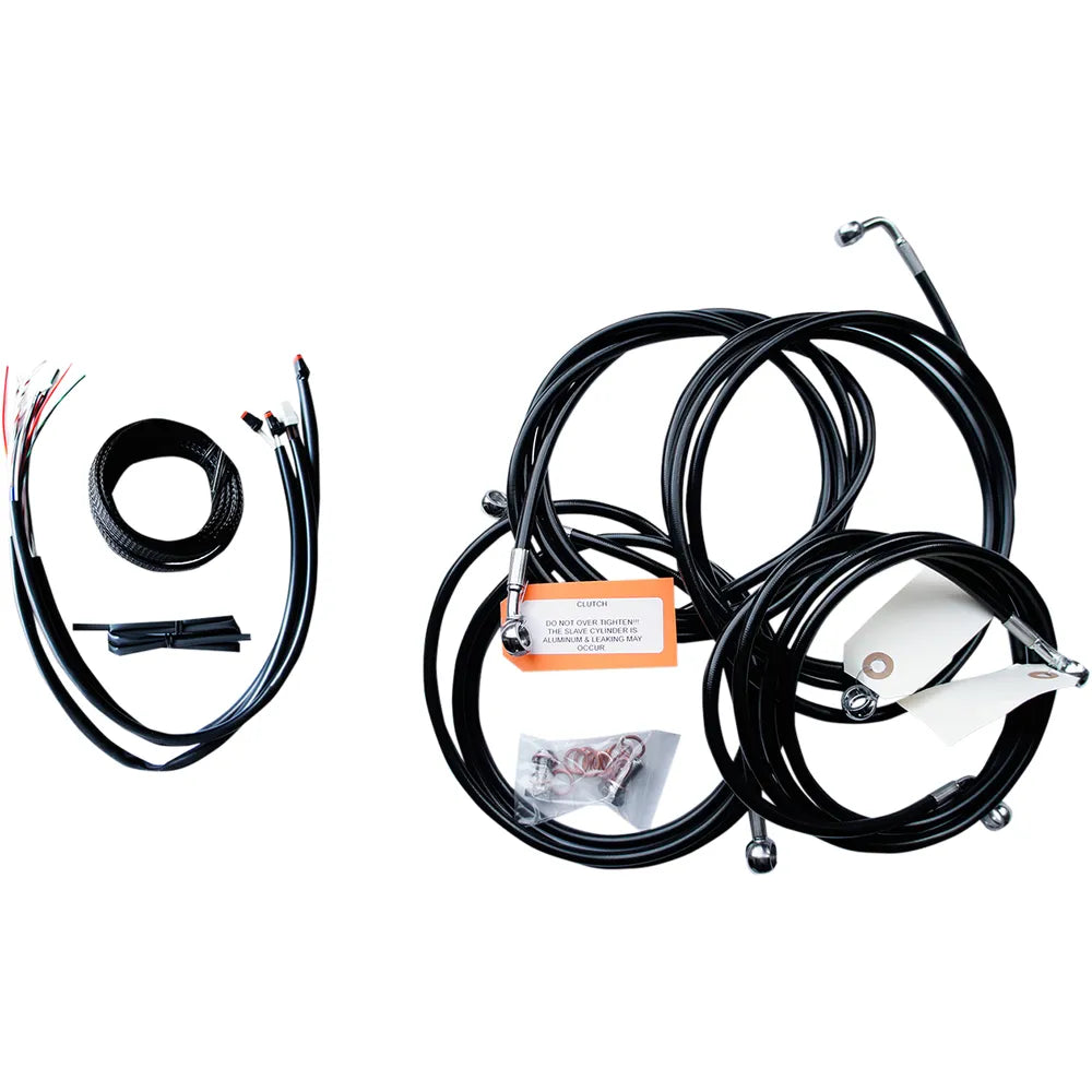 Handlebar Cable/Brake Line Kit - Complete - 12" - 14" Ape Hanger Handlebars - Black Vinyl