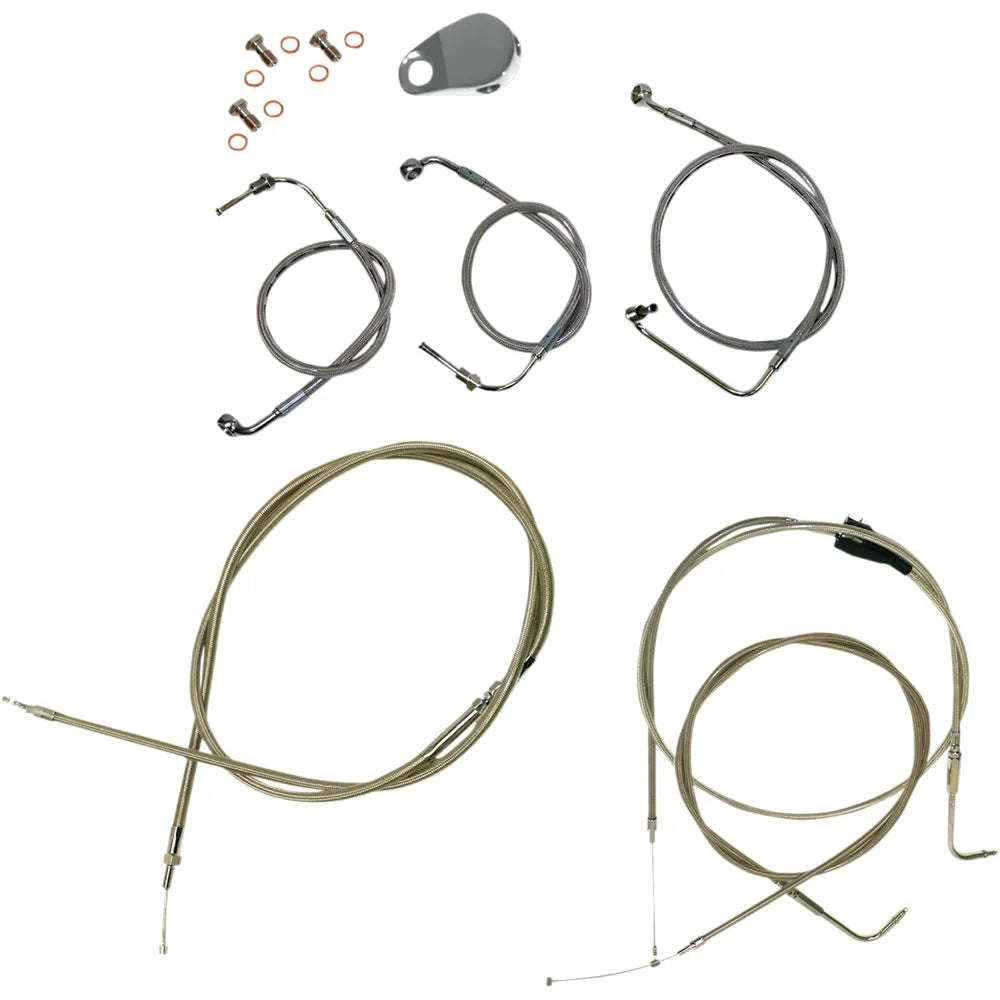 Standard Stainless Braided Handlebar Cable/Brake Line Kit For 18" - 20" Ape Hanger Handlebars311821