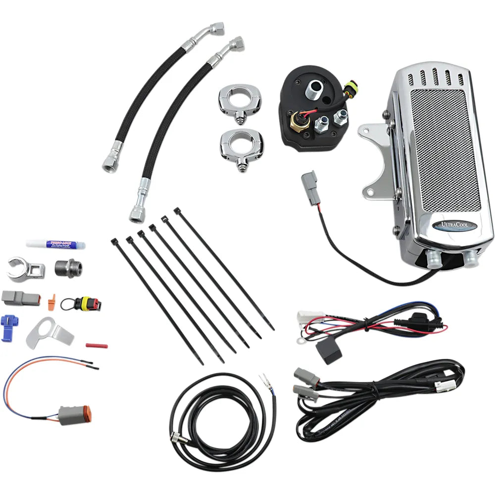 Oil Cooler Kit - Chrome - Side Mount - FLH