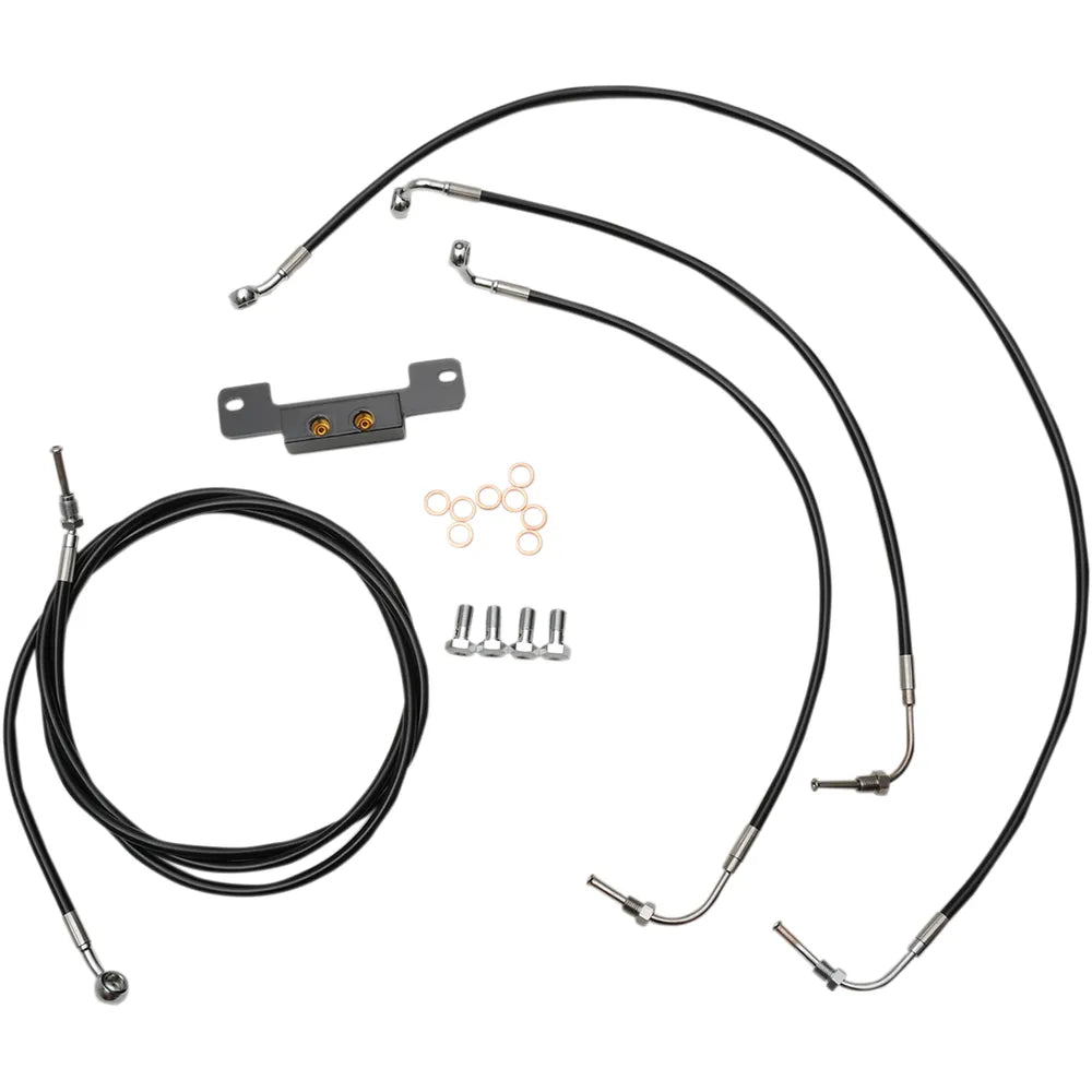 Handlebar Cable/Brake Line Kit - 15" - 17" Ape Hanger Handlebars - Black Vinyl