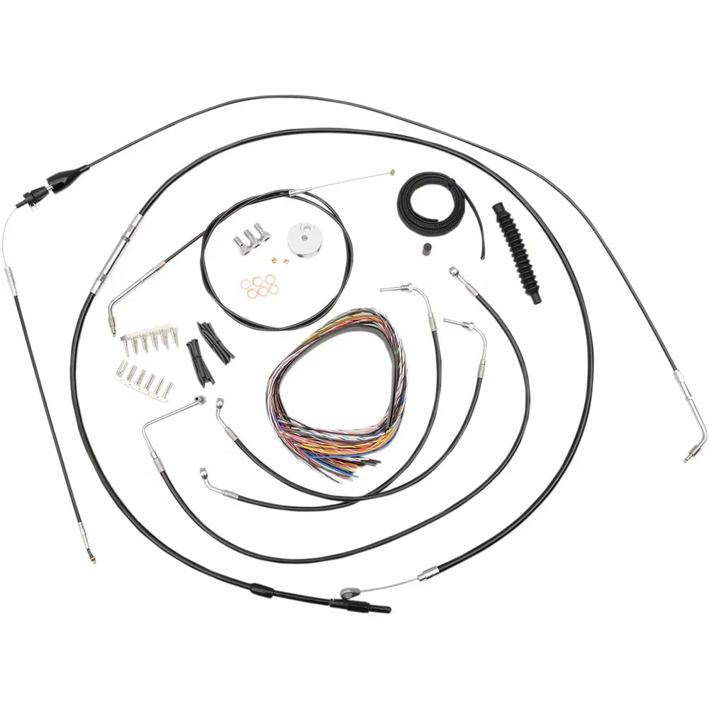 Complete Black Vinyl Braided Handlebar Cable/Brake Line Kit for 12" - 14" Ape Hanger Handlebars12762831
