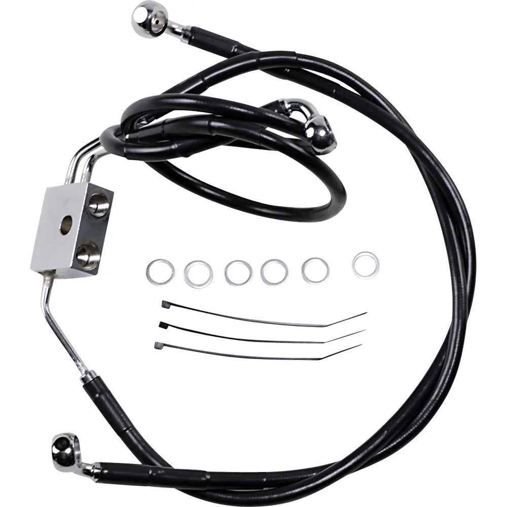 Brake Line - Front - Black - +8" - FXDF '12-'17