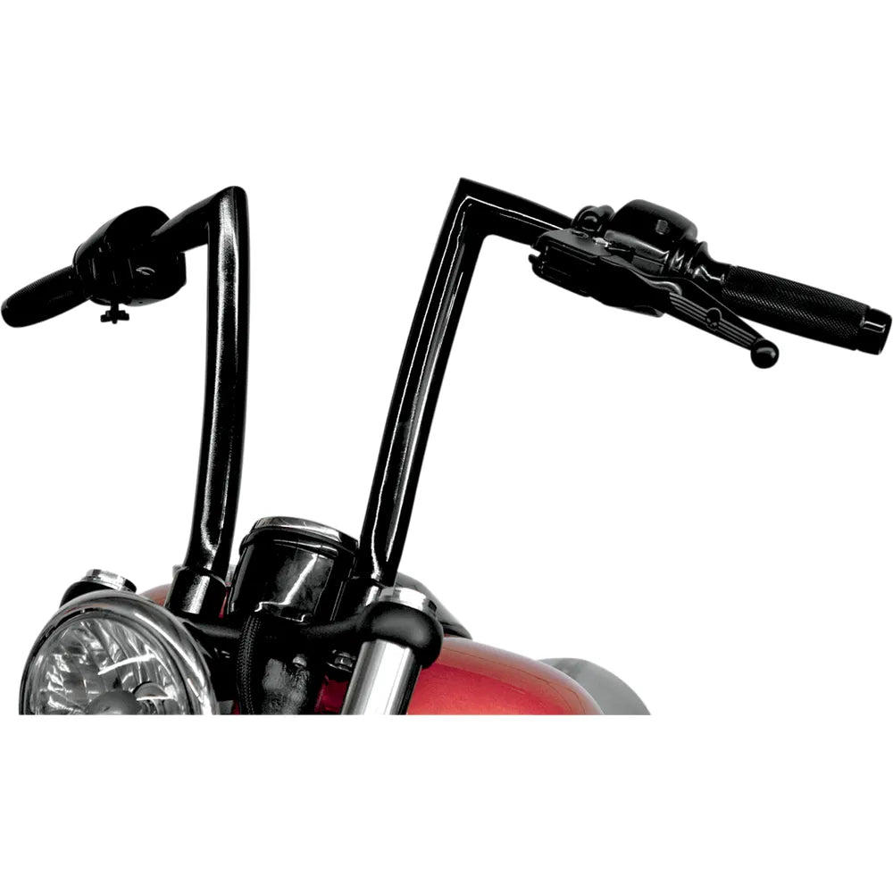 Black 1-1/4" FXS Strip Handlebar with 12" Rise and OEM Top Tree