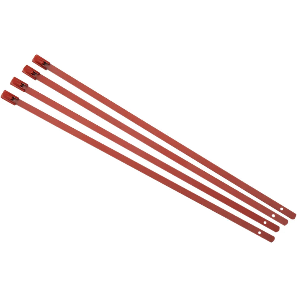 Exhaust Wrap Clamps - Red - 4 Pack