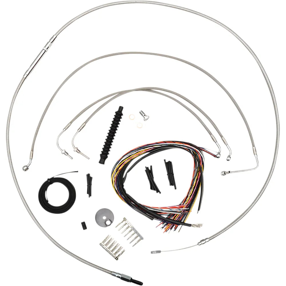 Handlebar Cable/Brake Line Kit - Complete - 15" - 17" Ape Hanger Handlebars - Stainless