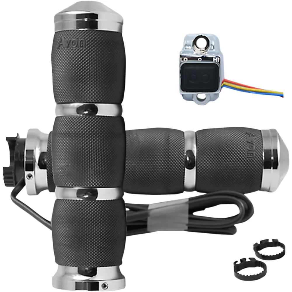 Grips - Heated - Air Cushion - Metric - Chrome