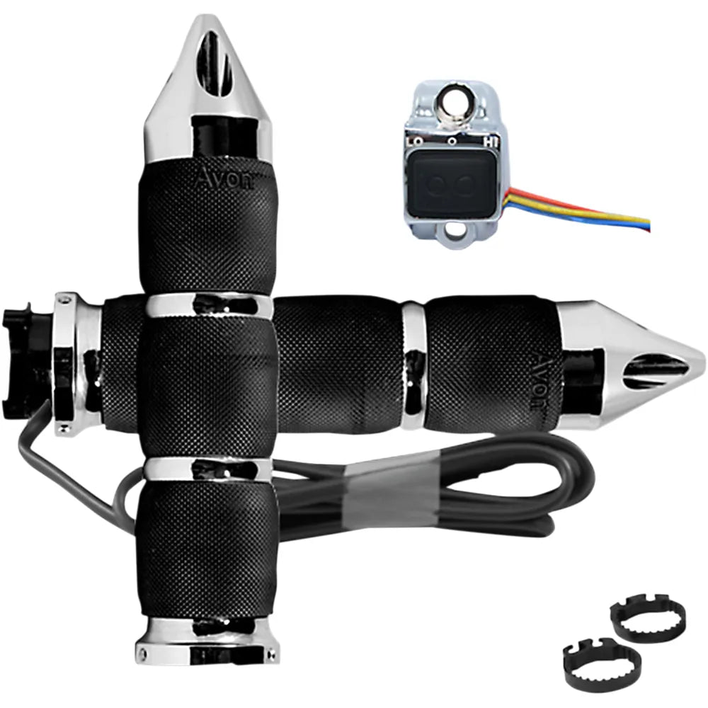 Grips - Heated - Air Cushion - Spike - Metric - Chrome