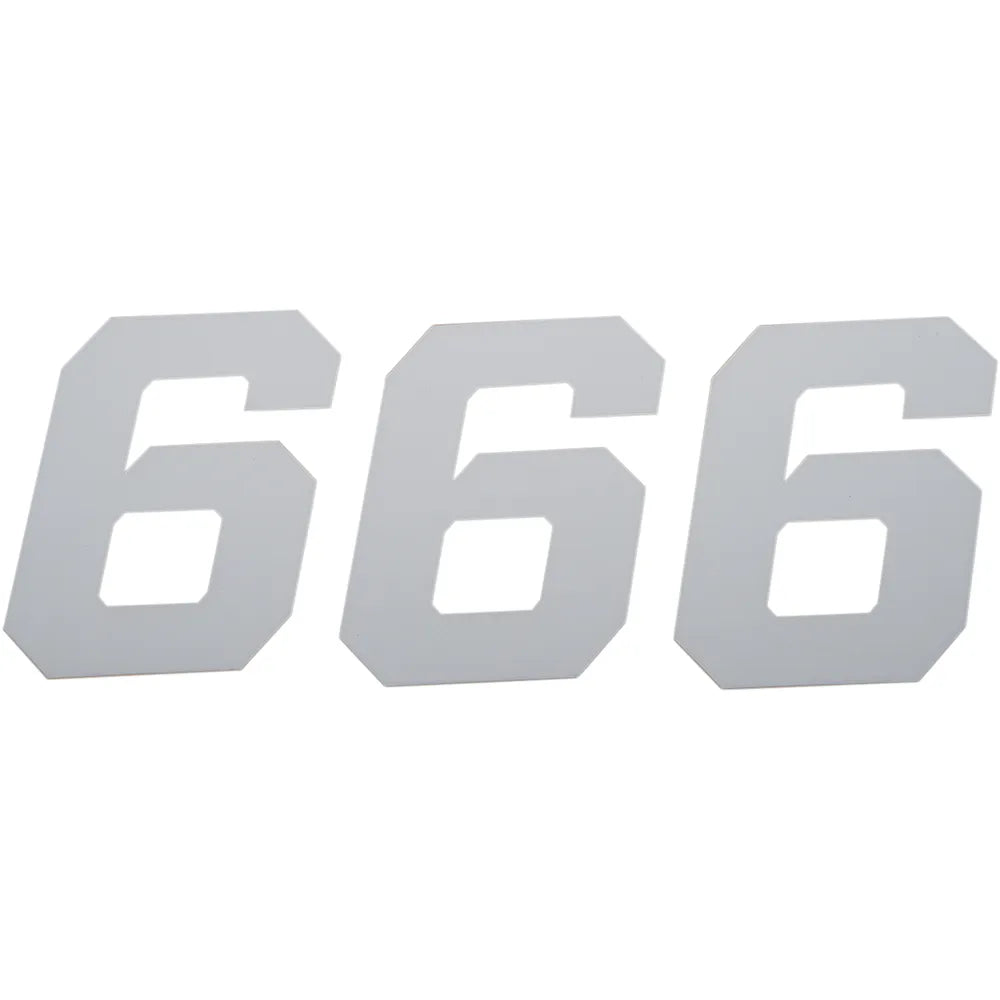 Race Number Plate - #6 - White - 6"