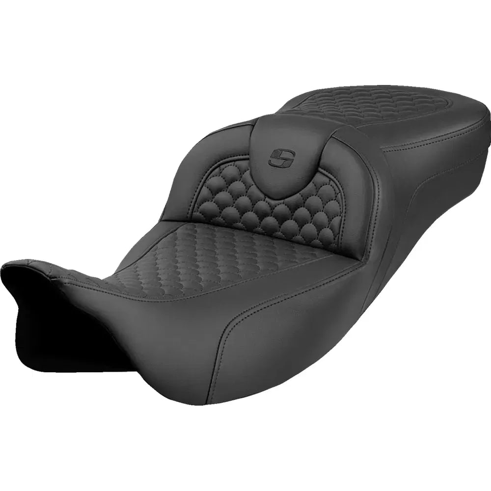 Asiento Dragon Scale Stitch RoadSofa™ - Asiento de alcance extendido Roadsofa™ - Dragon Scale Stitch - Punto negro - sin respaldo - FLH/FLT '08-'24