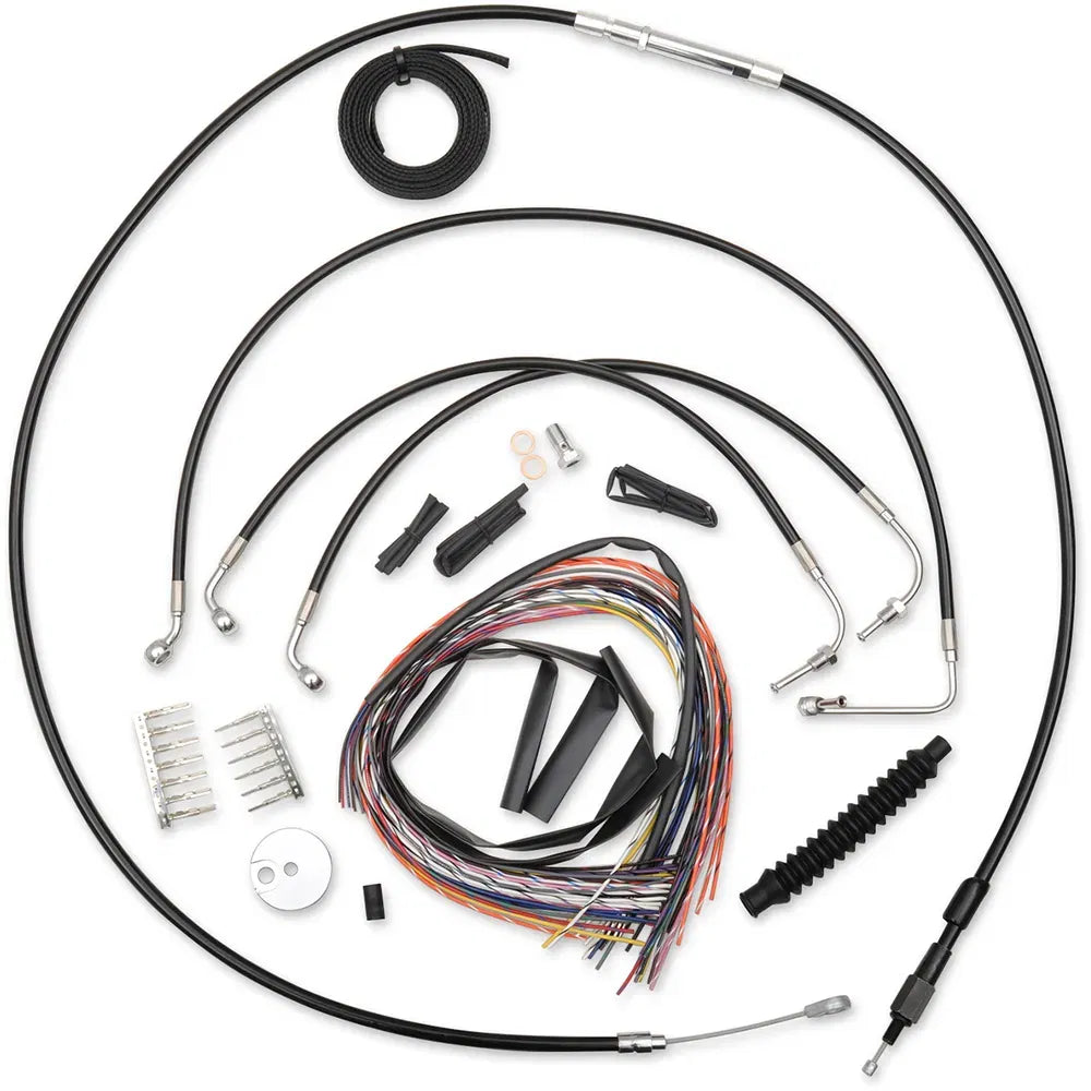 Complete Black Vinyl Braided Handlebar Cable/Brake Line Kit for 12" - 14" Ape Hanger Handlebars623288