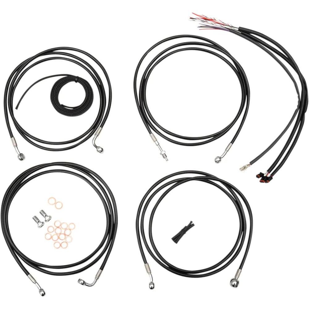 Complete Black Vinyl Braided Handlebar Cable/Brake Line Kit for 12" - 14" Ape Hanger Handlebars47367