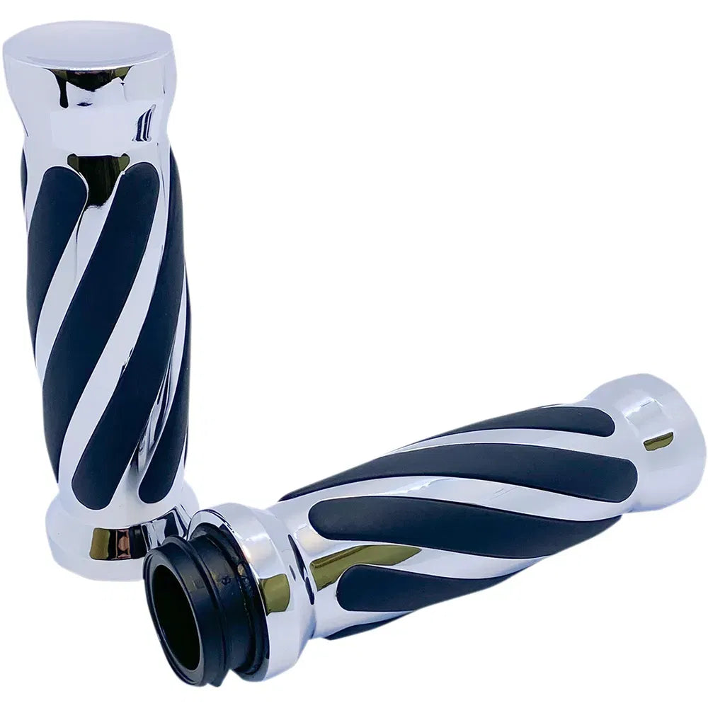 Chrome Twisted Rubber Grips for TBW
