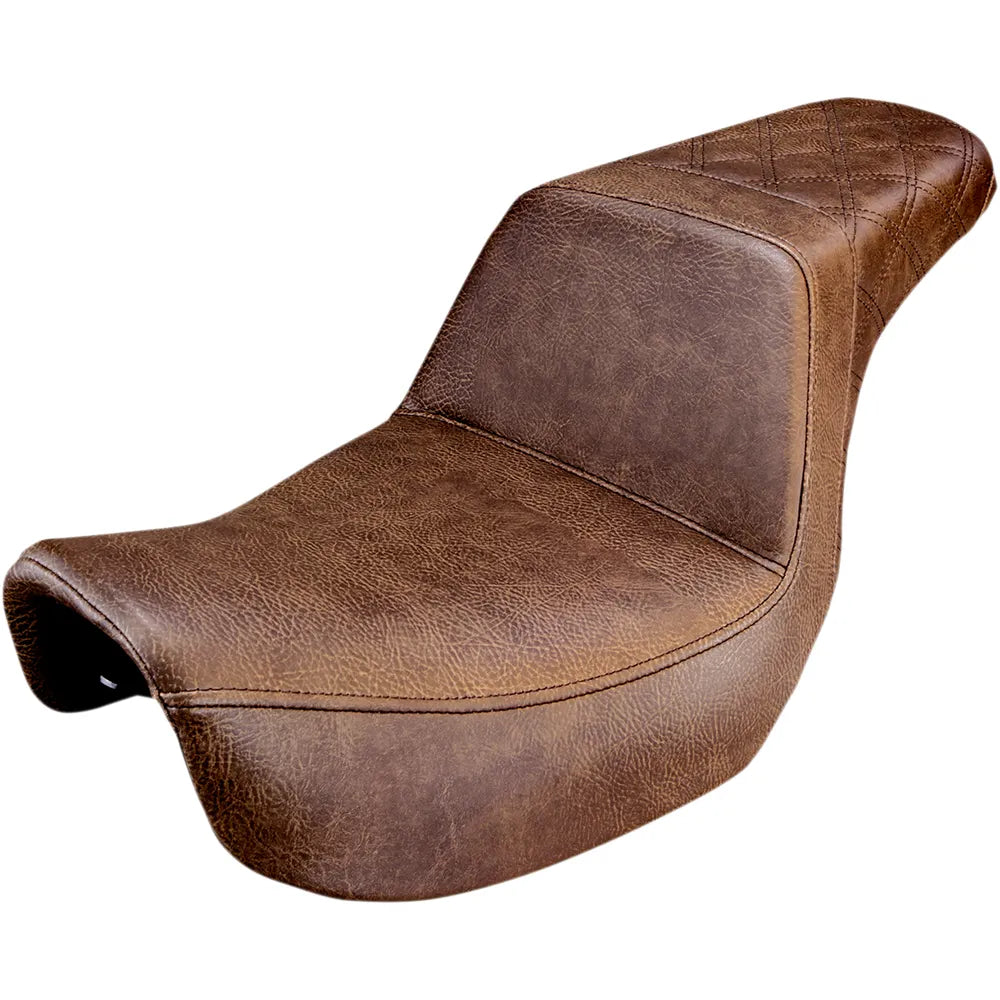 Step Up Seat - Rear Lattice Stitched - Brown - Dyna