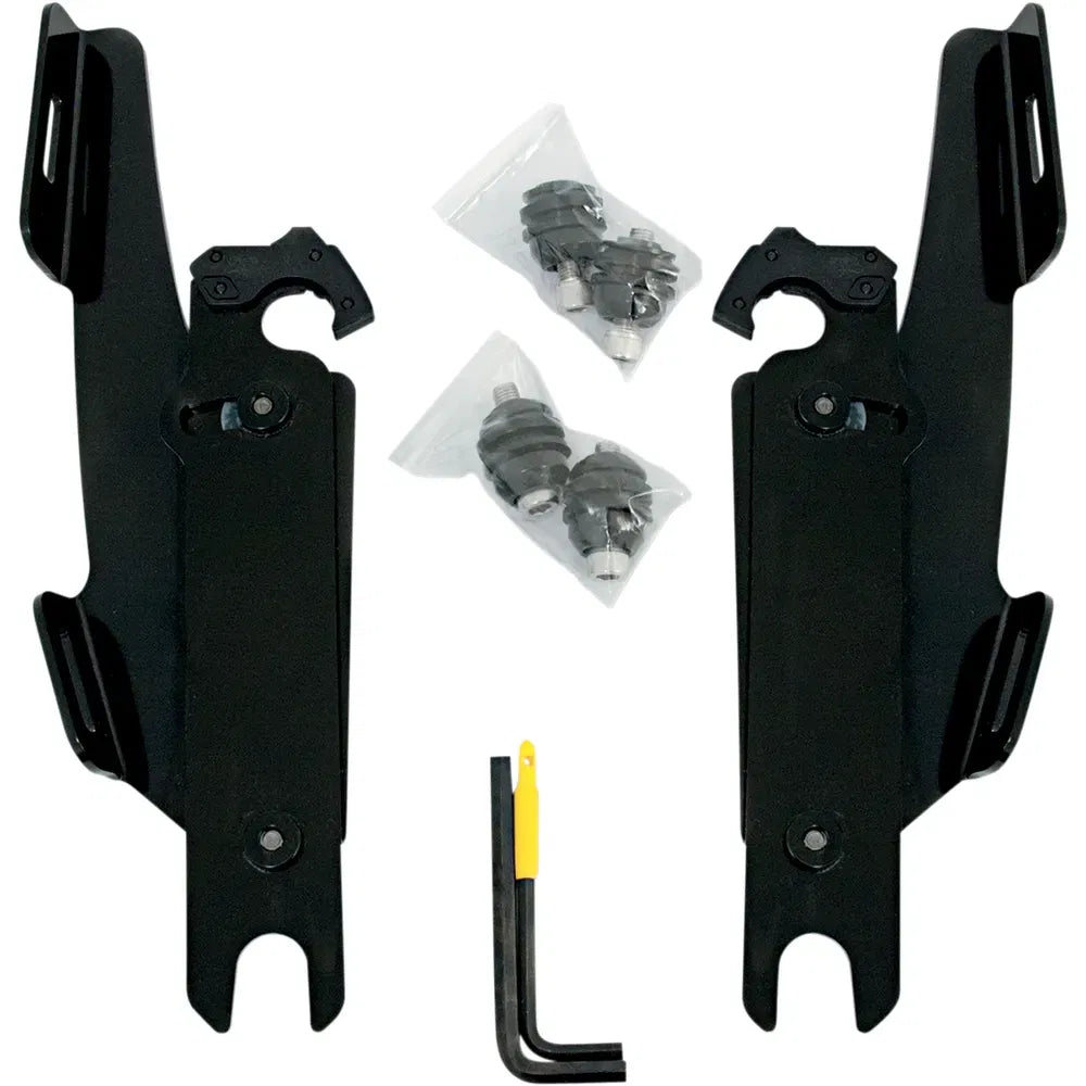 Kit de montaje completo con bloqueo de gatillo para parabrisas Fats/Slim - Kit de hardware - Negro - Sin barra de luces - Negro