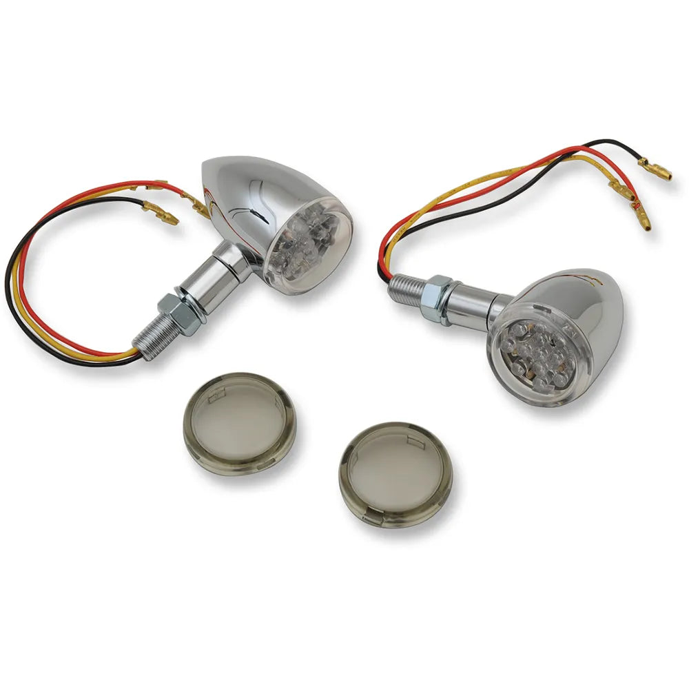 LED Marker Lights - Chrome/Amber - Smoke Lens