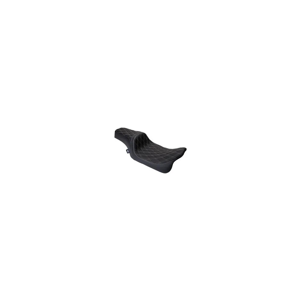 Asiento de vinil Drag Specialties Predator 1Up costura doble diamante en plata