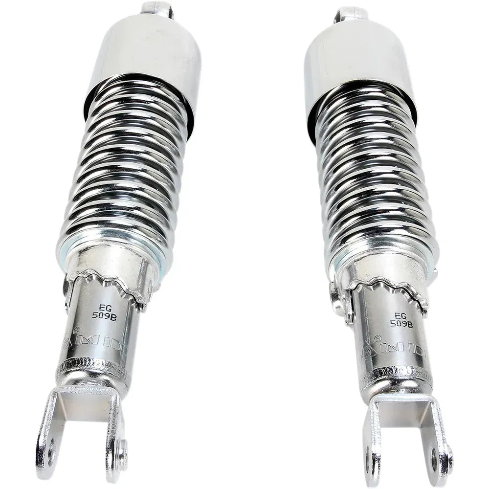 Custom Shorty Shocks with Shroud - Chrome Body/Chrome Spring Finish - Clevis Lowering