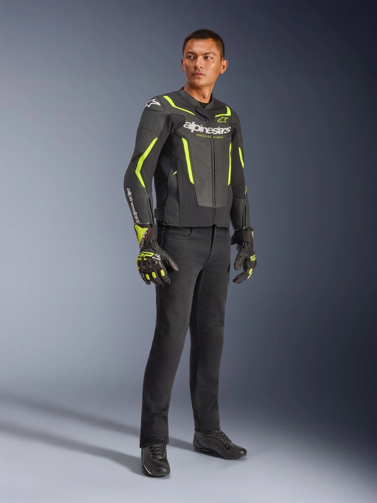 Chamarra de piel Alpinestars GP Force v2 Airflow - Negro/Verde