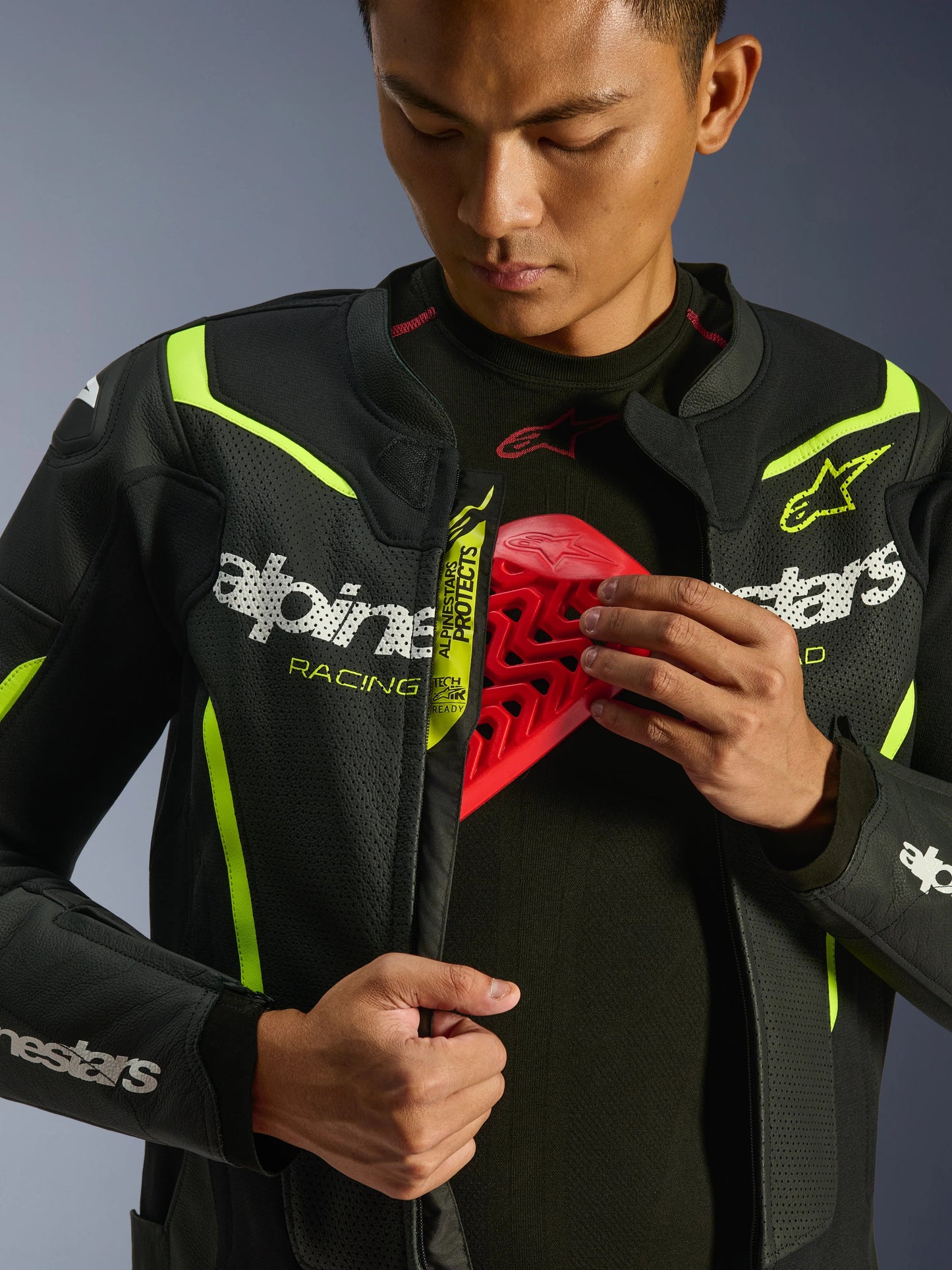Chamarra de piel Alpinestars GP Force v2 Airflow - Negro/Verde