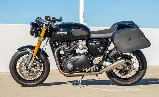 28L - Panzer Medium Quick Mount Triumph Thruxton RS Leather Alforjas
