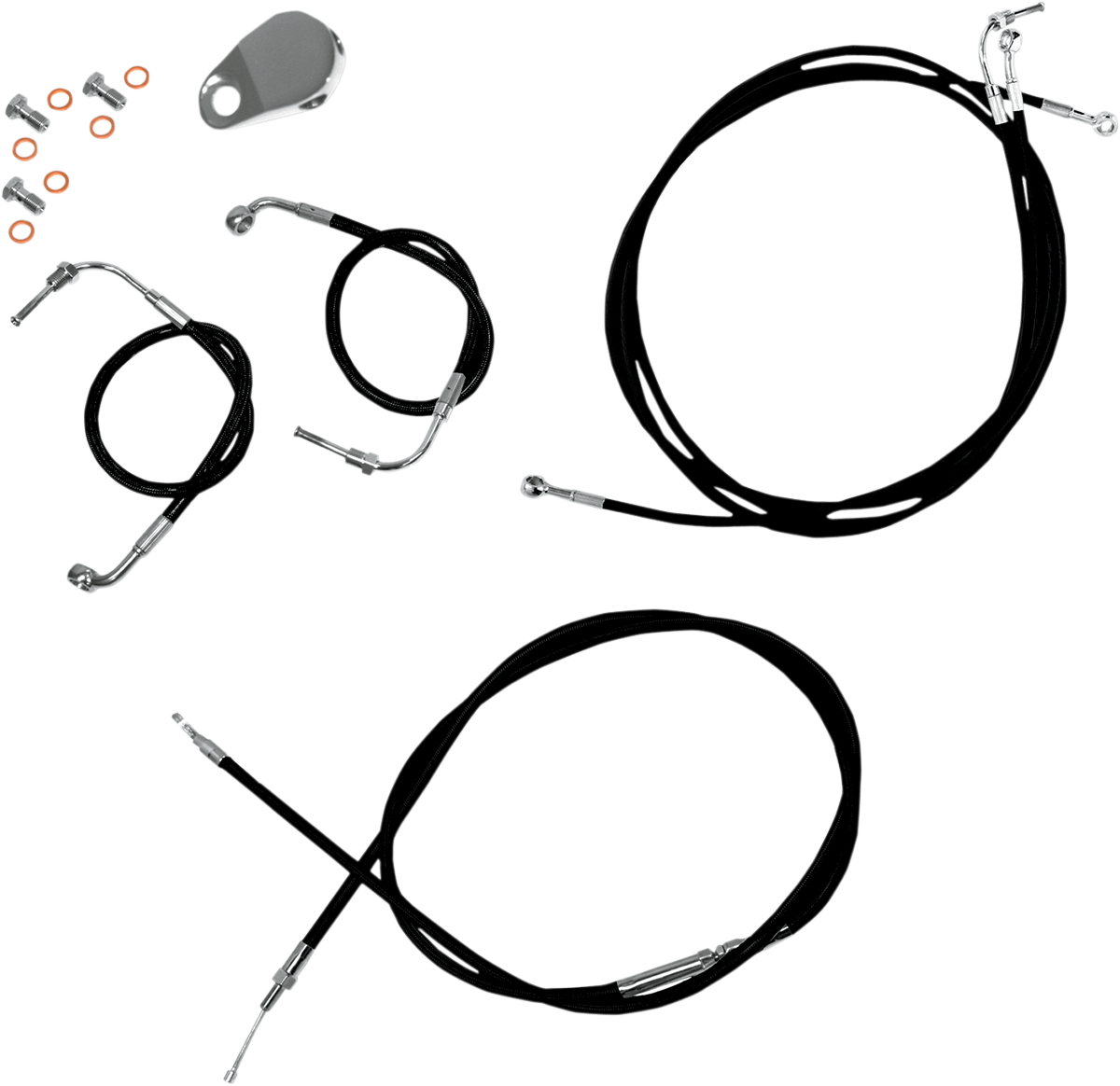 Standard Black Vinyl Braided Handlebar Cable/Brake Line Kit For 15