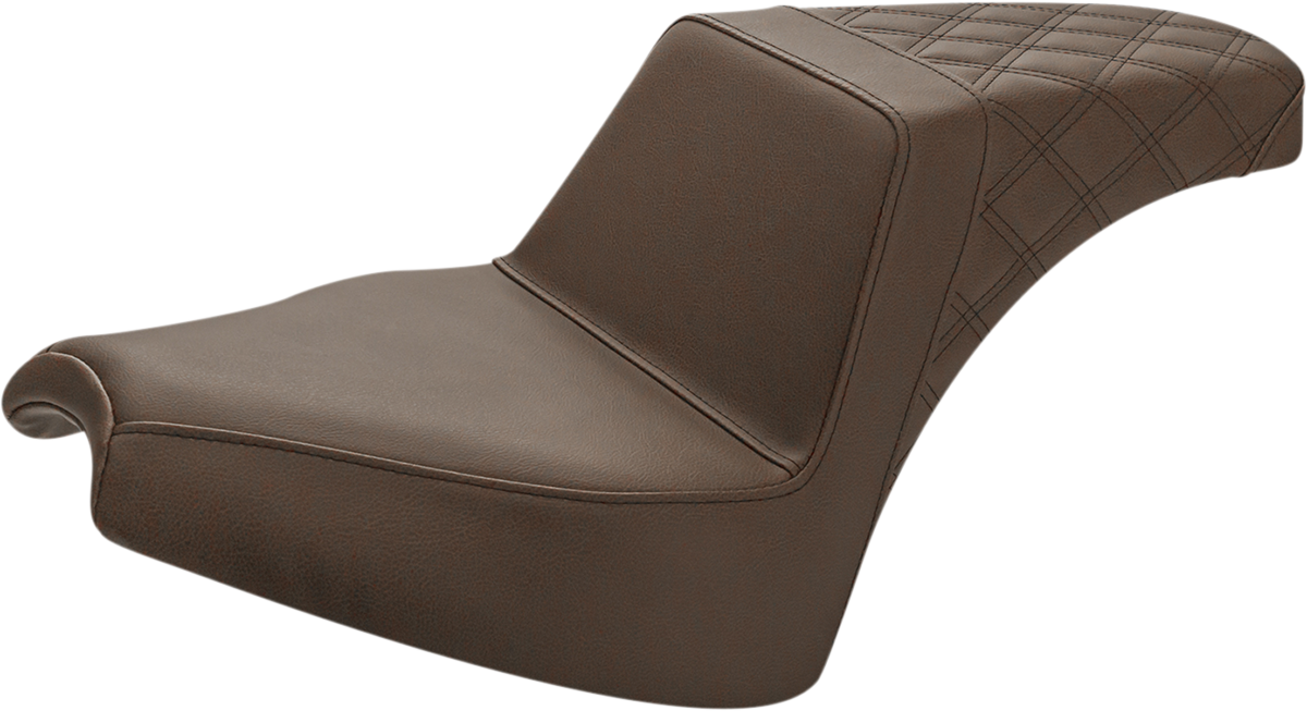 Step Up Seat - Driver Smooth/Passenger Lattice Stitch - Brown