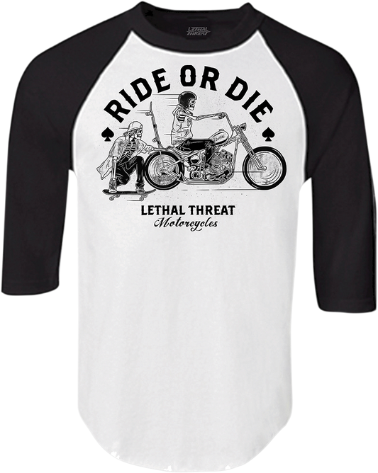 Ride or Die Raglan T-Shirt - White/Black - Small