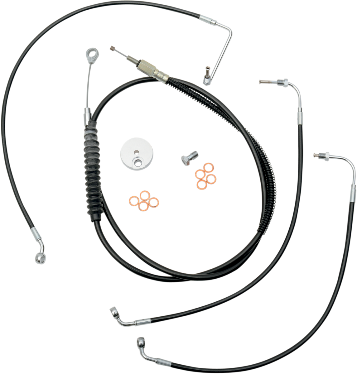 Standard Black Vinyl Braided Handlebar Cable/Brake Line Kit For 15