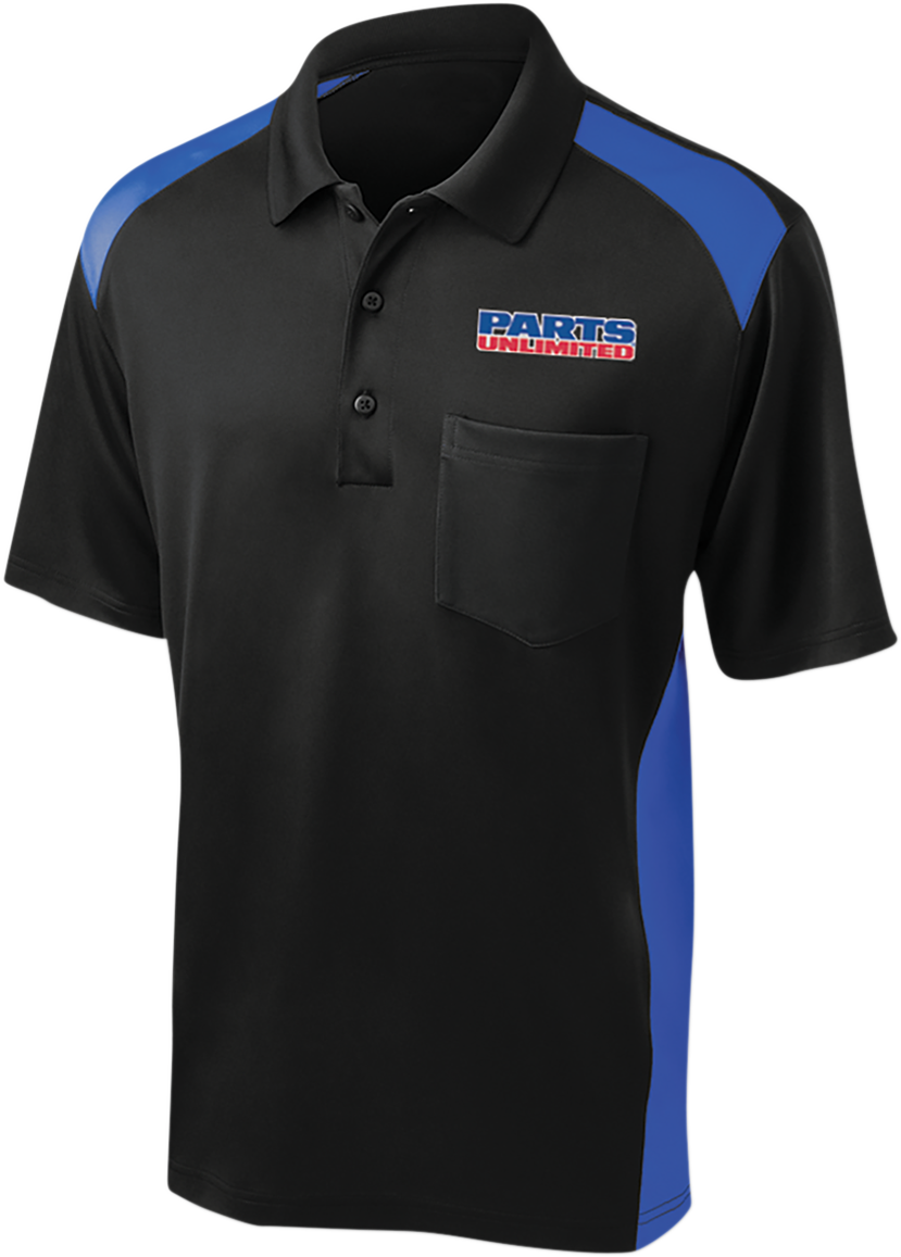 Parts Unlimited Polo Shirt - Black/Blue - 2XL