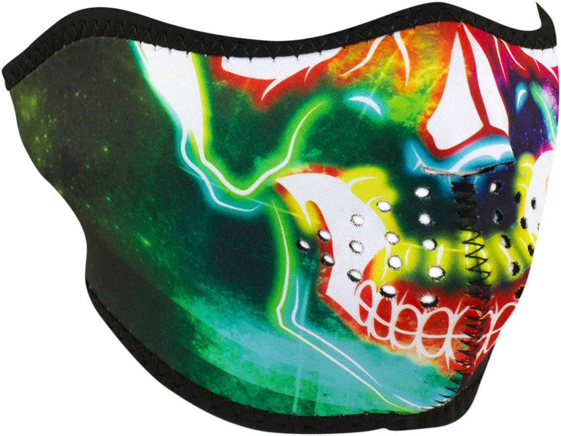 Half Mask Neon Skull