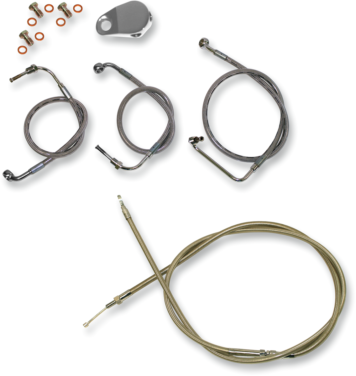 Handlebar Cable/Brake Line Kit - 15" - 17" Ape Hanger Handlebars - Stainless Steel