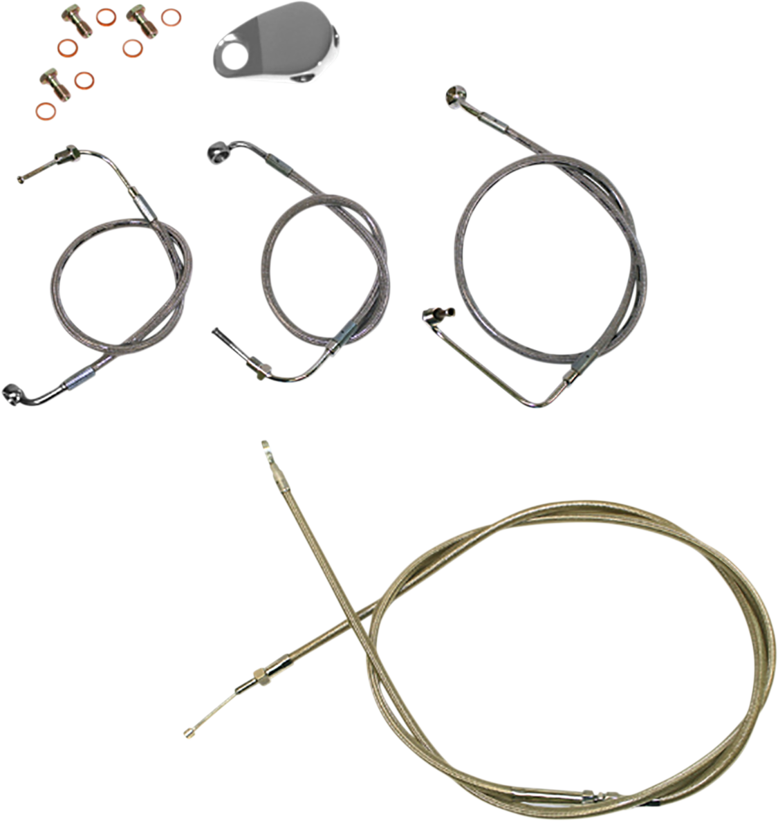 Handlebar Cable/Brake Line Kit - 15" - 17" Ape Hanger Handlebars - Stainless Steel
