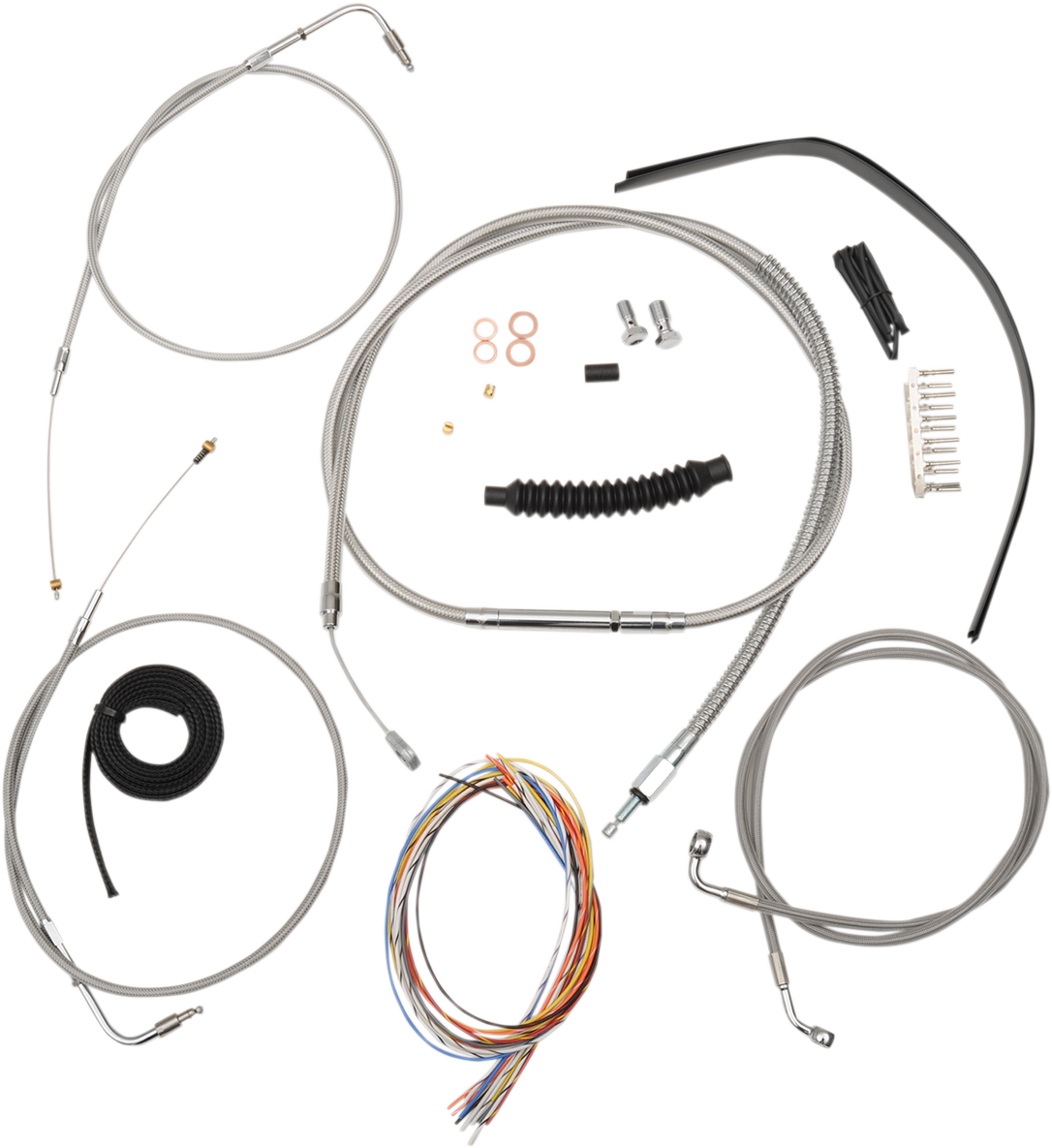 Handlebar Cable/Brake Line Kit - Complete - 15" - 17" Ape Hanger Handlebars - Stainless