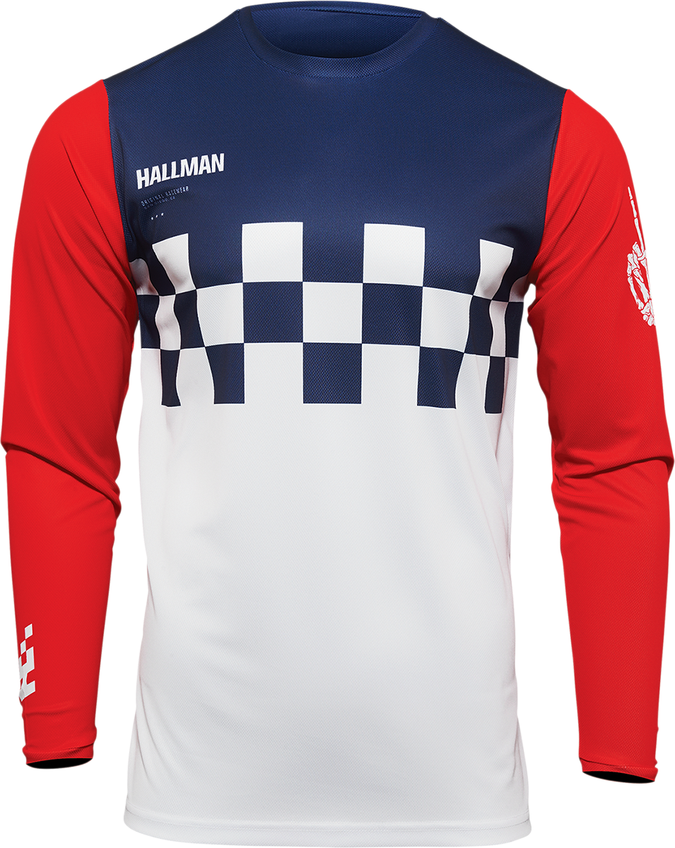 Hallman Differ Cheq Jersey - White/Red/Blue - Small