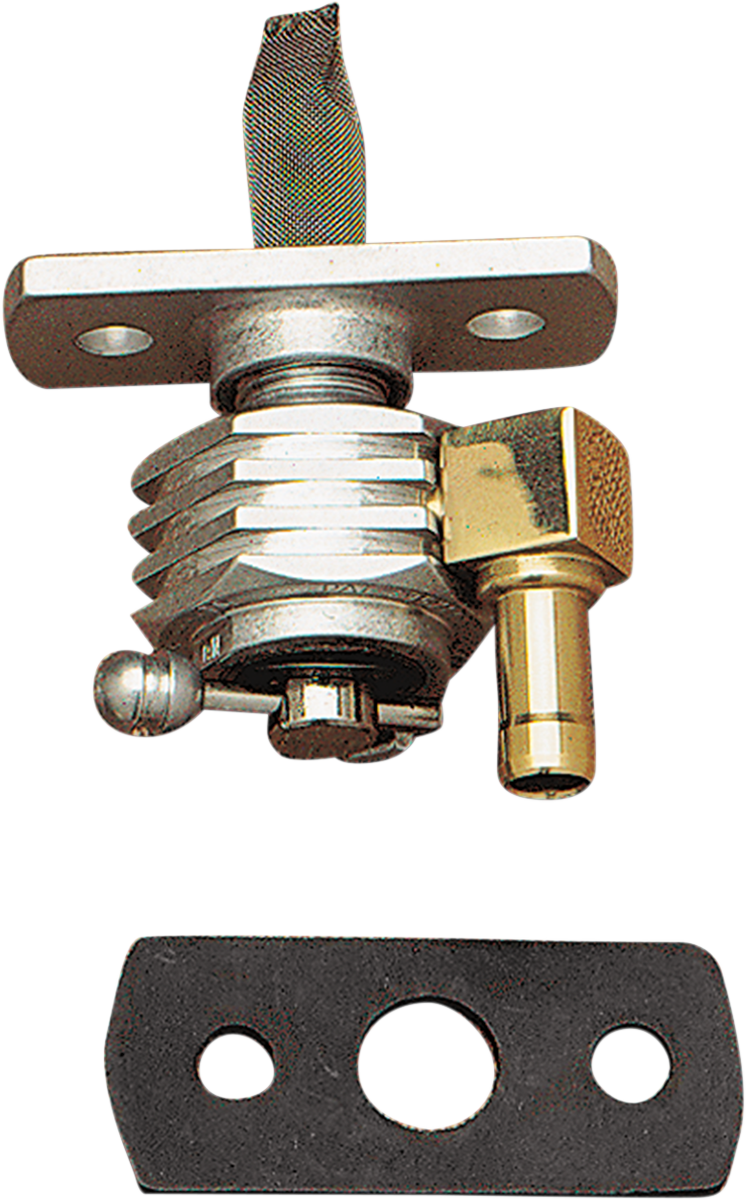 Race Fuel Valve - Finned Chrome - 1/4" NPT -Single Outlet - 90 Degree