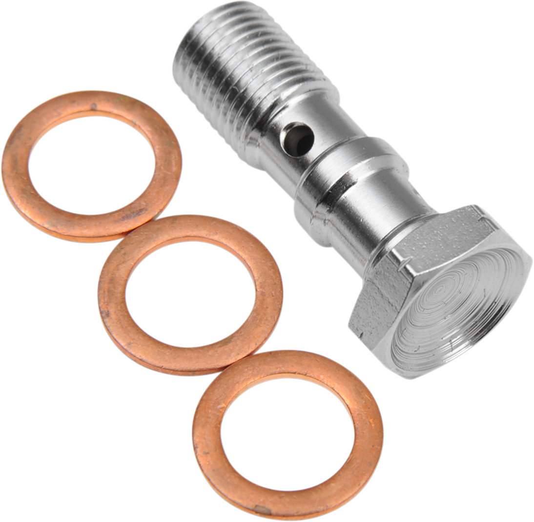 Banjo Bolt - 10 mm x 1 mm - Double - Chrome