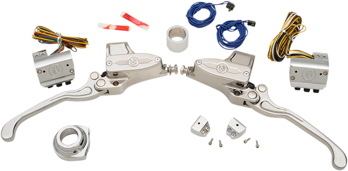 Chrome 9/16" Master Cylinder Hydraulic Handlebar Control Set