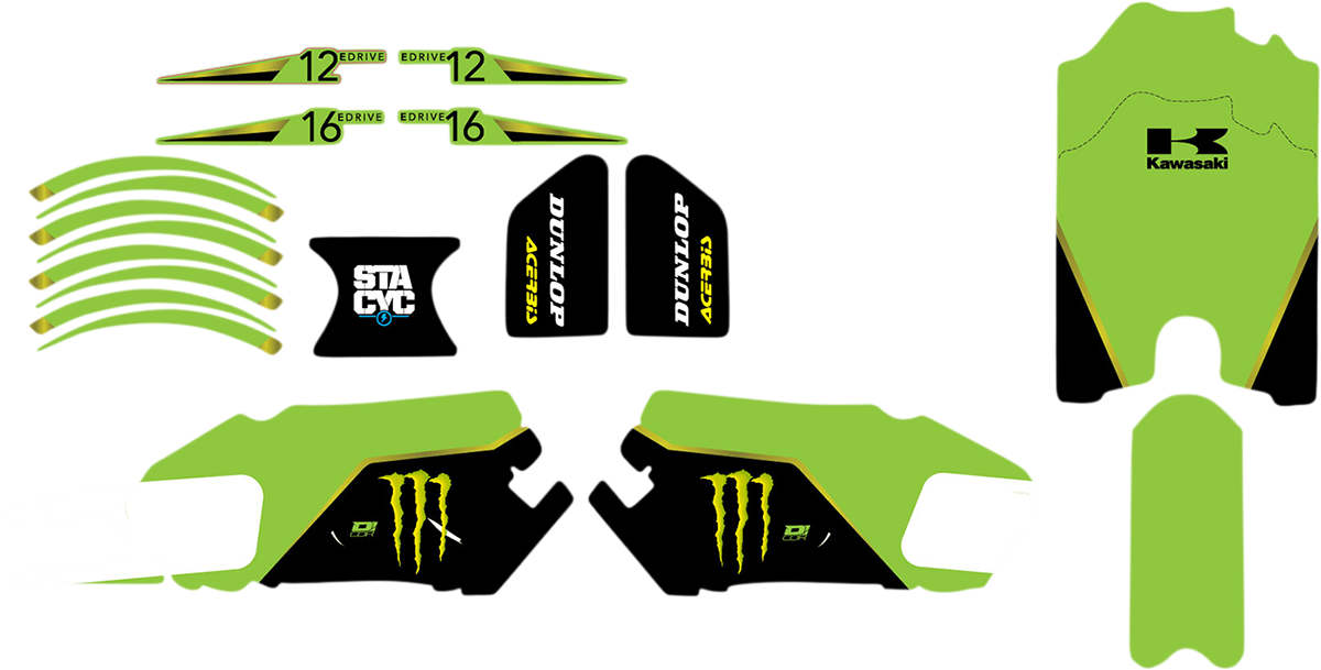Graphics Kit for STACYC® Stability Cycles - Monster® Energy - Green