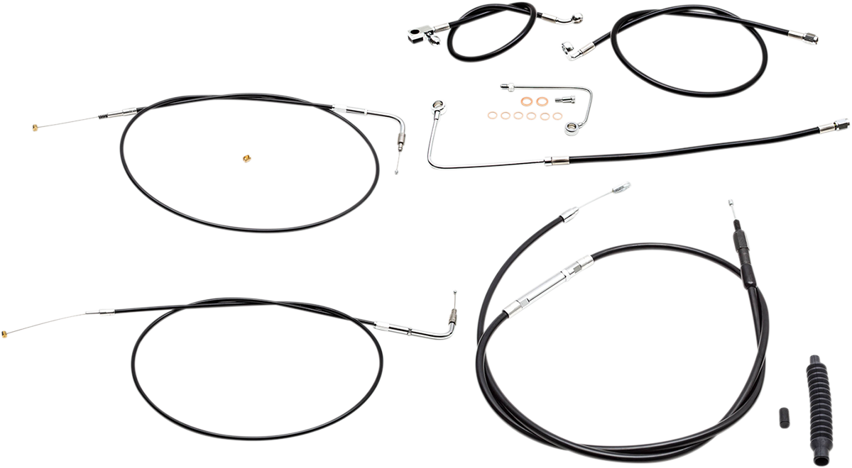 Handlebar Cable/Brake Line Kit - 15" - 17" Ape Hanger Handlebars - Black Vinyl