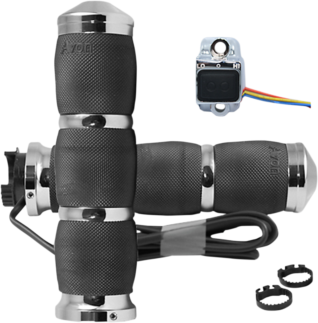 Grips - Heated - Air Cushion - Metric - Chrome