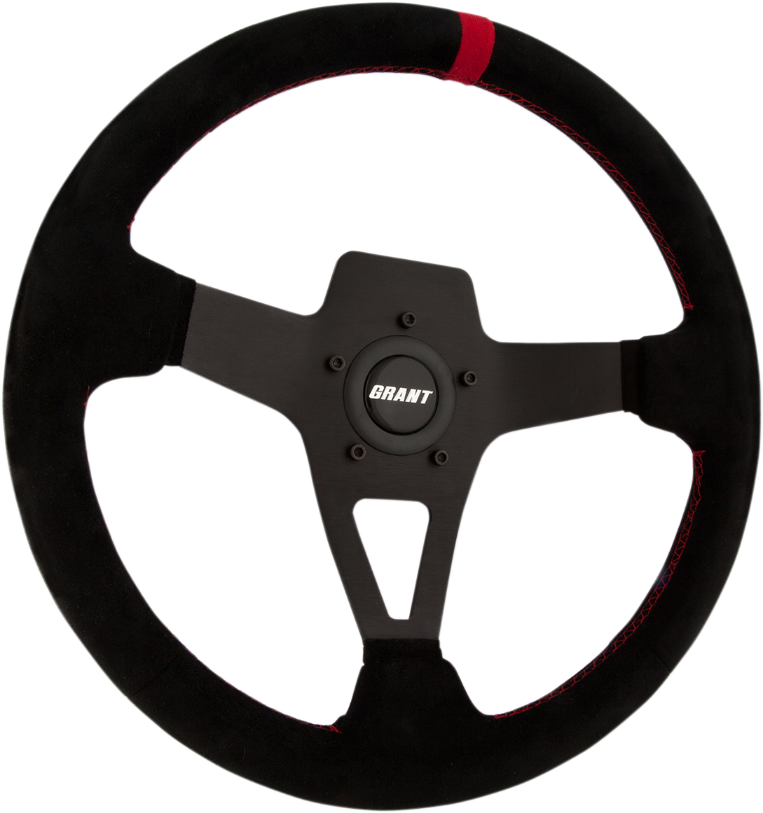 Edge Series Steering Wheel - Black Suede with Red Center Stripe