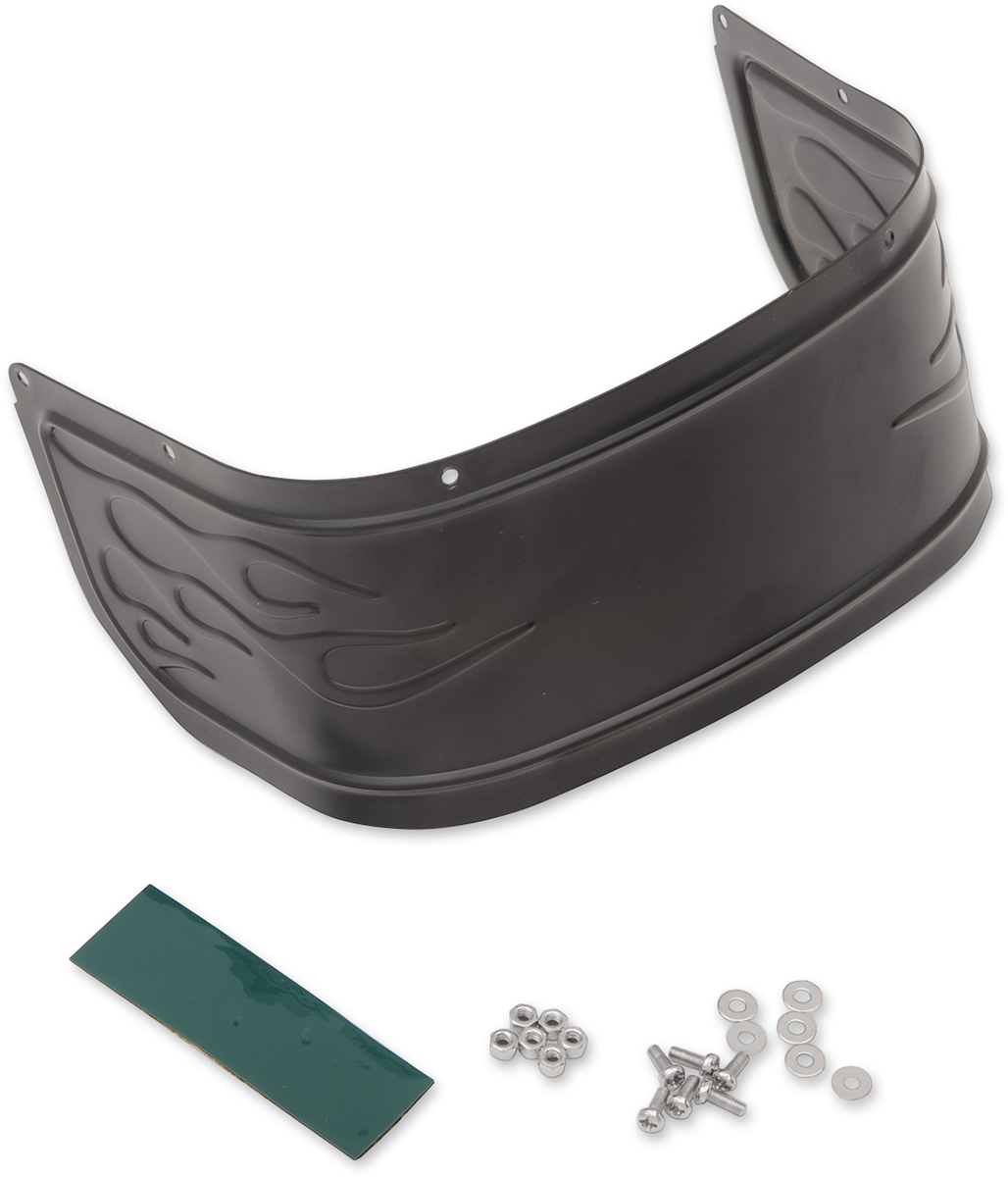 Faldón de salpicadera delantera Negro satinado Flamas