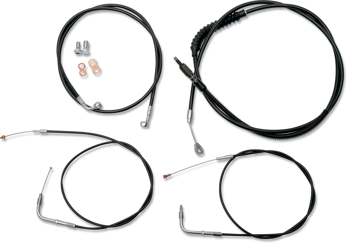 Handlebar Cable/Brake Line Kit - 15" - 17" Ape Hanger Handlebars - Black Vinyl