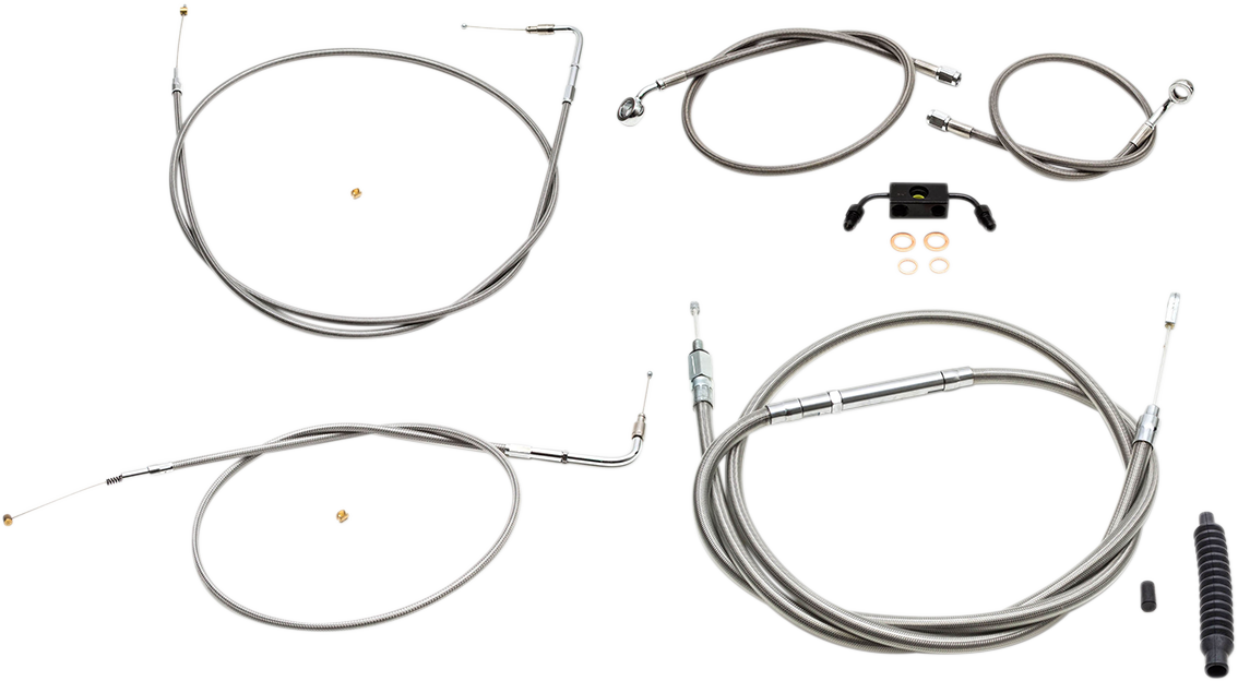 Handlebar Cable/Brake Line Kit - 15" - 17" Ape Hanger Handlebars - Stainless Steel