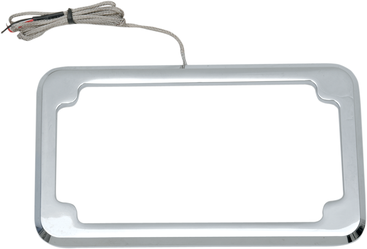 Beveled License Plate Frame - Chrome - with Plate Light