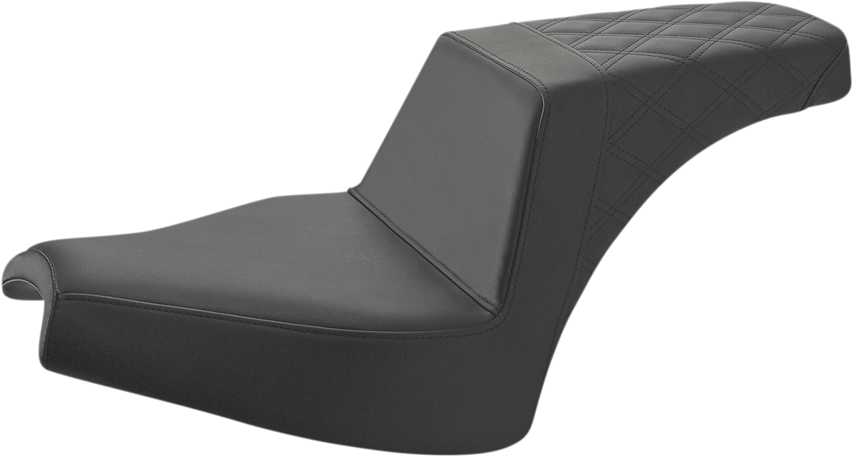 Step Up Seat - Driver Smooth/Passenger Lattice Stitch - Black