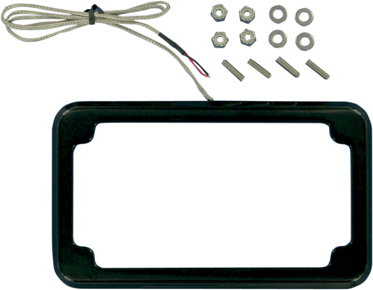 Beveled License Plate Frame - Black - with Plate Light