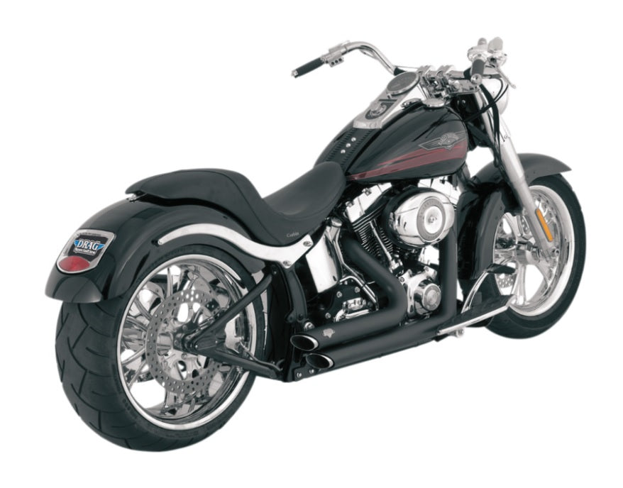 Escapes Vance & Hines Shortshots Staggered Negro Mate H-D Softail 1986 a 2011