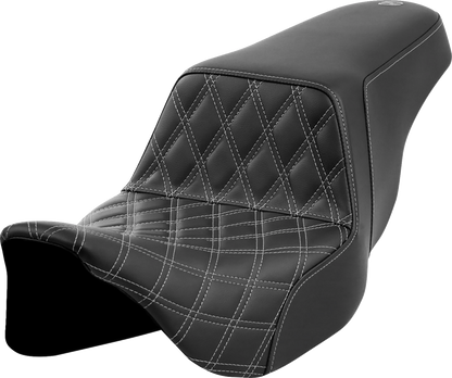 Asiento elevado con costura de celosía - Asiento elevado - Costura de celosía delantera - Costura gris oscuro - FLH/FLT '08-'23