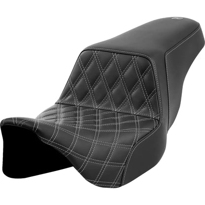 Asiento elevado con costura de celosía - Asiento elevado - Costura de celosía delantera - Costura gris oscuro - FLH/FLT '08-'23
